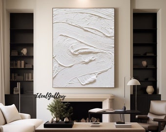 white textured wall art white waves Abstract painting white wall art white 3D Textured art white abstract art white abstract wall art