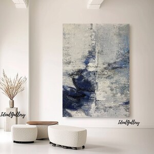 blue paintings blue abstract art blue artwork Large blue Abstract Painting blue canvas art Horizontal Abstract Painting blue wall decor