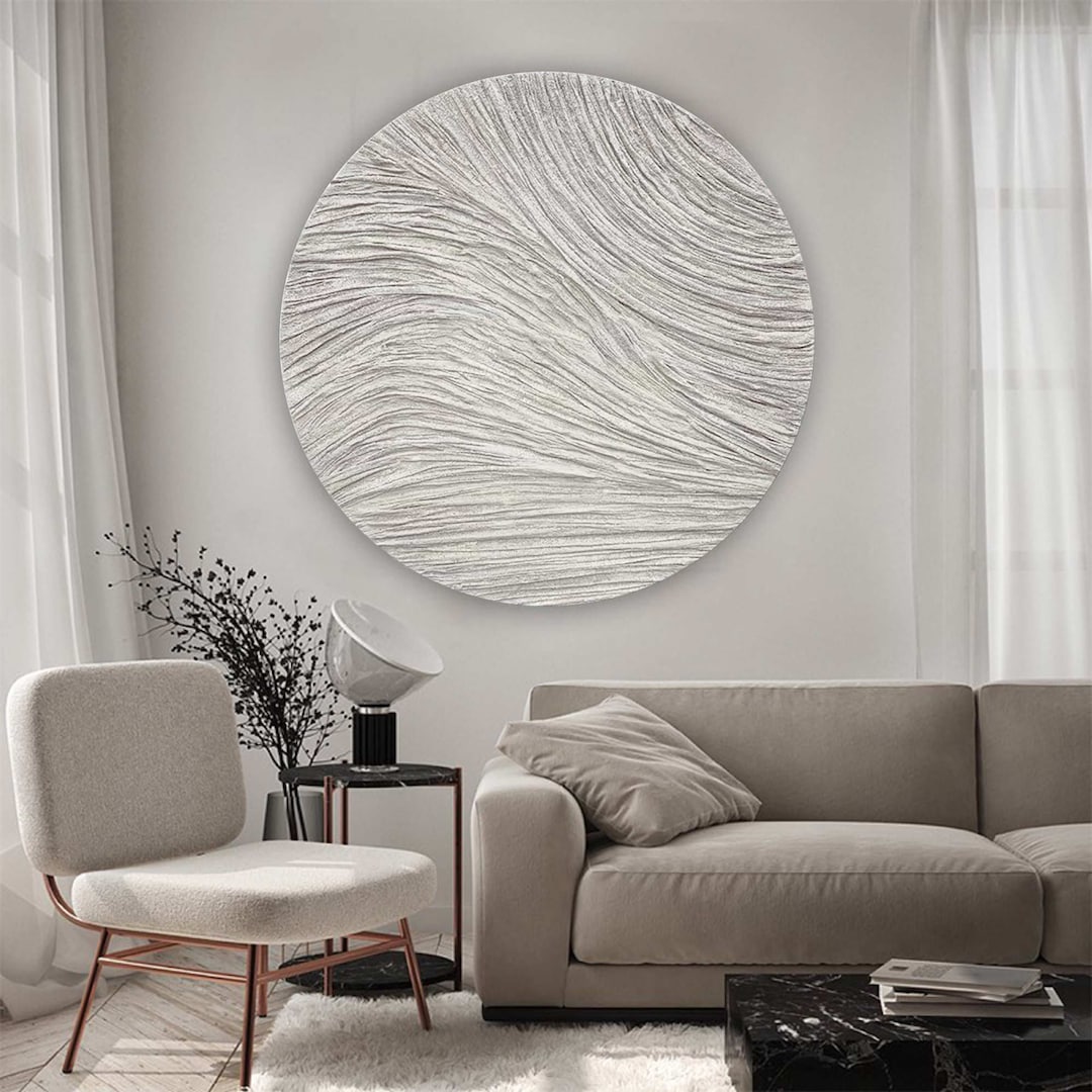 White Circle Textured Wall Art White Circle Abstract Wall Art White