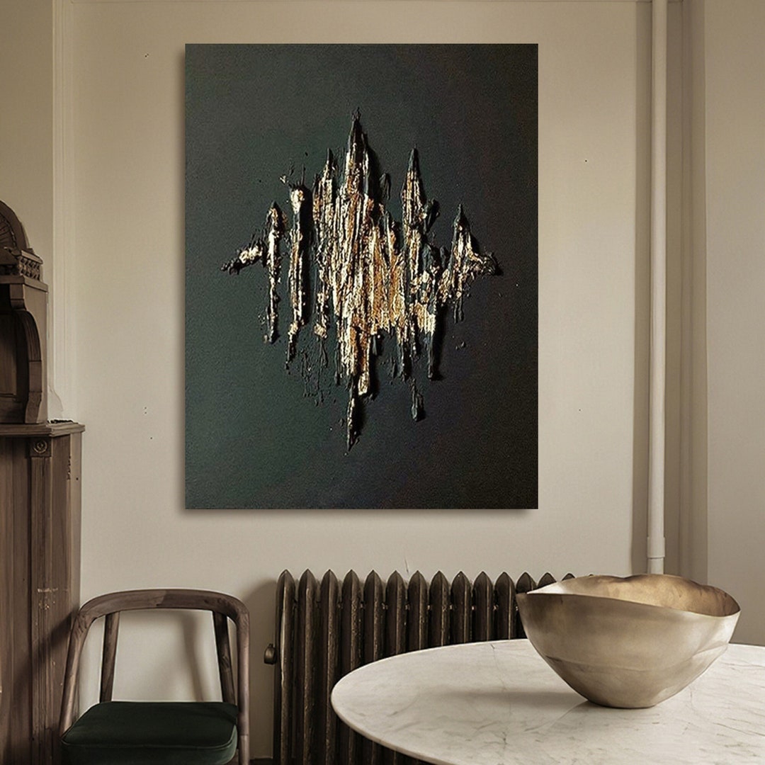 Black and Gold Textured Wall Art Black and Gold Abstract Art Etsy