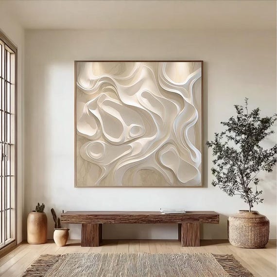 Hand-painted Wood Carving Wall Art, Abstract 3D Texture - Etsy