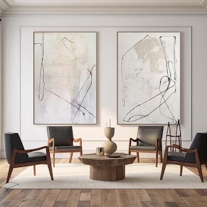 Set Of 2 Beige Painting Set Of 2 Beige Minimalist Painting Beige and white Minimalist Painting Set Of 2 Beige wall art