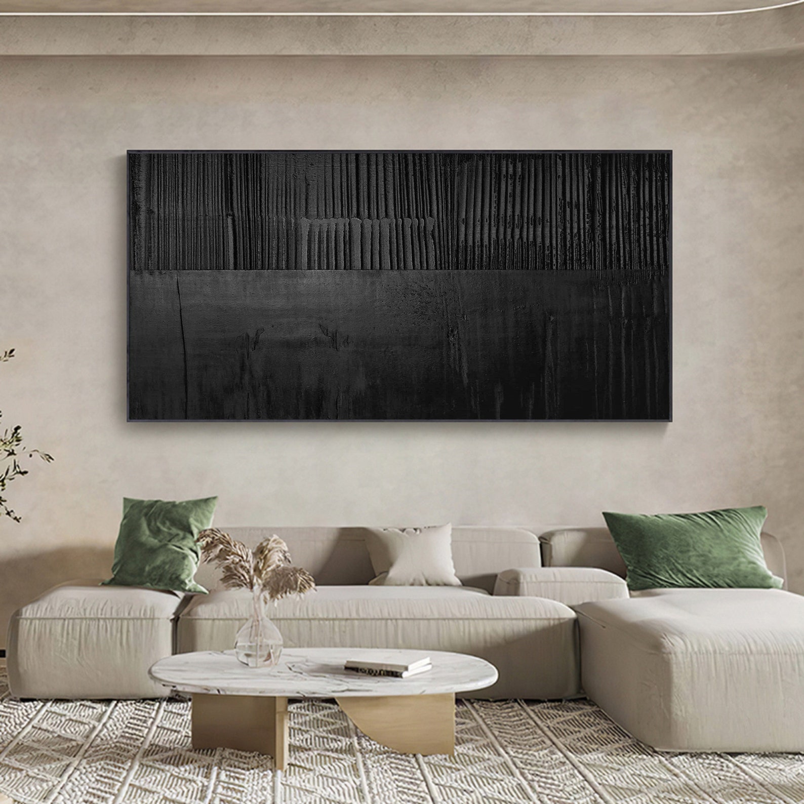 Large Black 3D Textured Abstract Painting, Minimalist Wall Art - Etsy ...