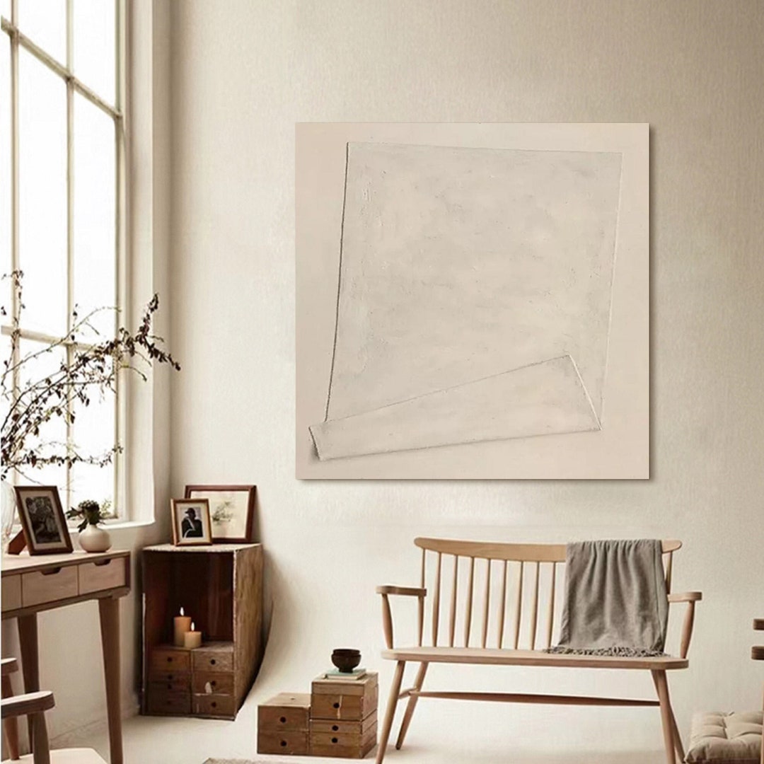 Beige Minimalist Painting Beige 3D Textured Wall Art Neutral Plaster ...