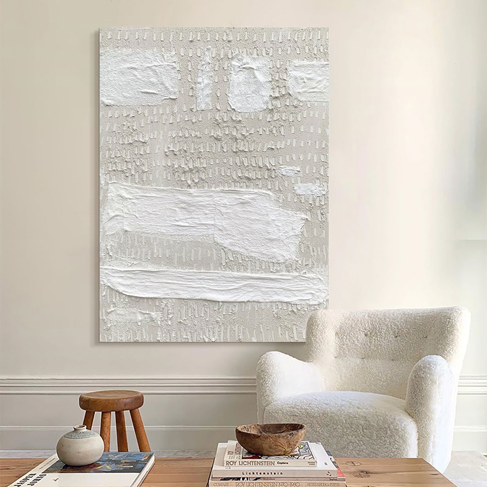 Beige Wall Art Beige and White Wall Decor Large White Abstract Etsy
