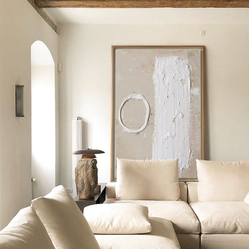 Beige Wall Art Beige and White Wall Decor Large White Abstract Etsy