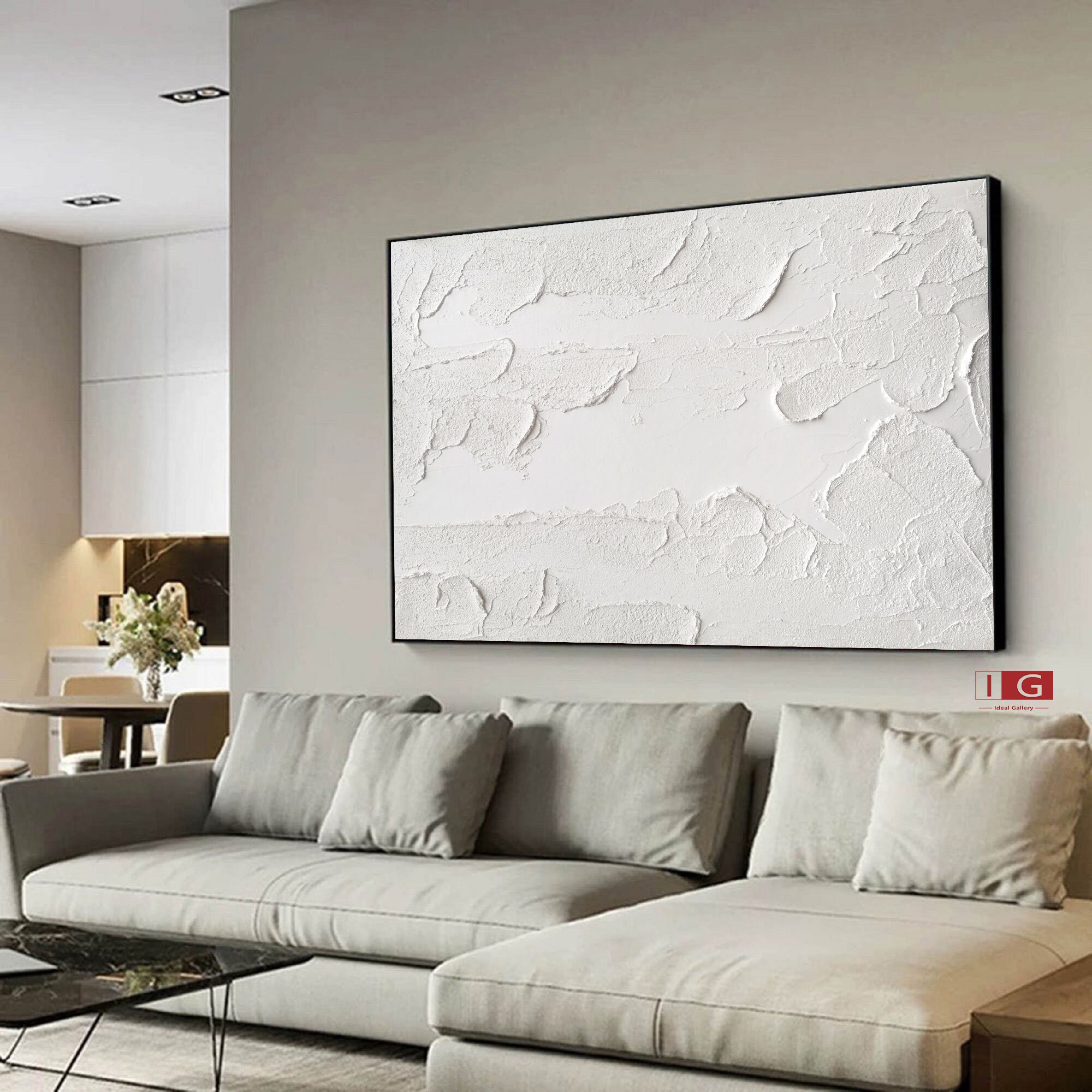 White textured wall art white abstract painting white wall art Etsy