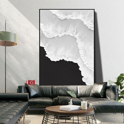 Black and White Textured Wall Art Black Abstract Art Black Etsy