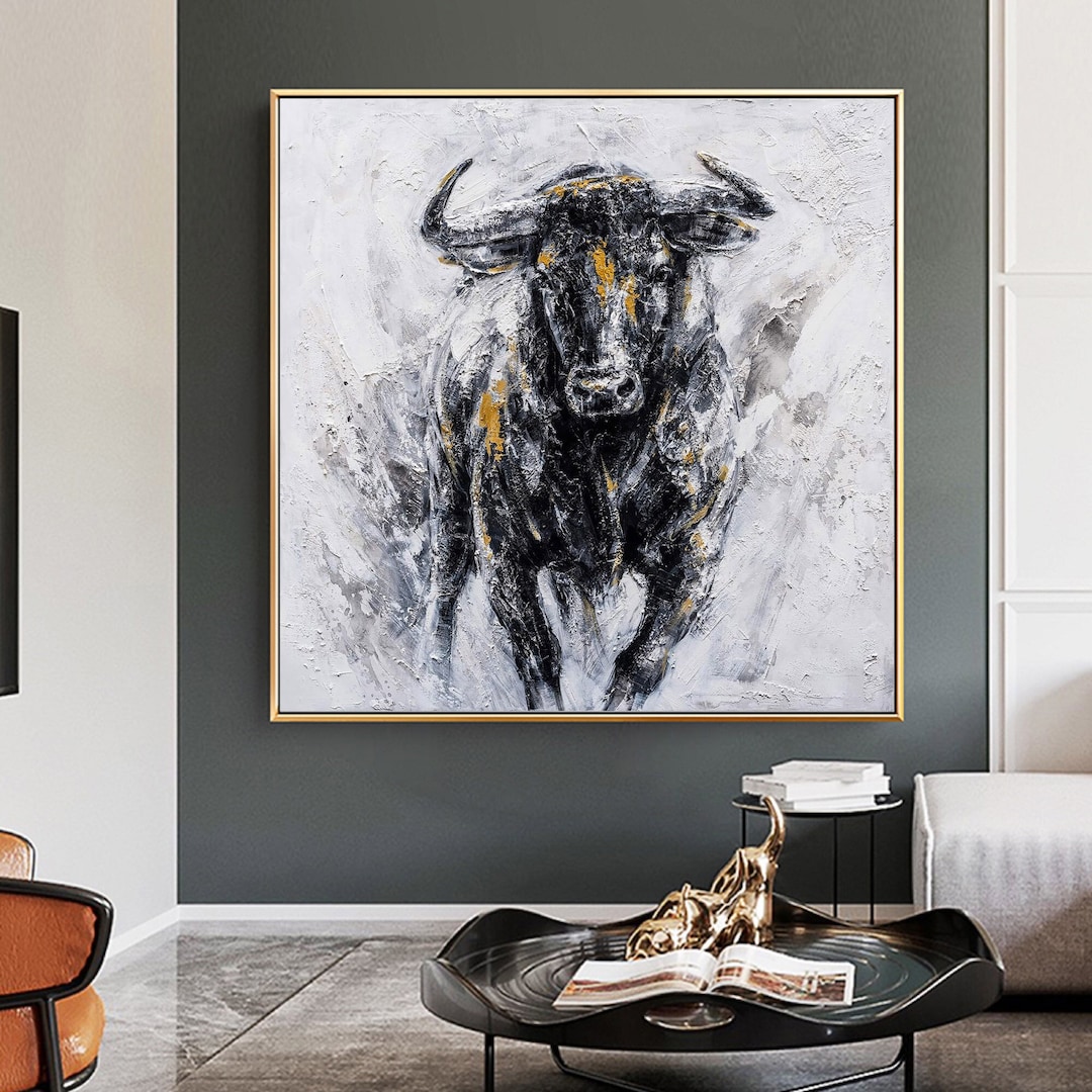 Bull Abstract Painting Bull Painting Bull Wall Decor Highland Cow