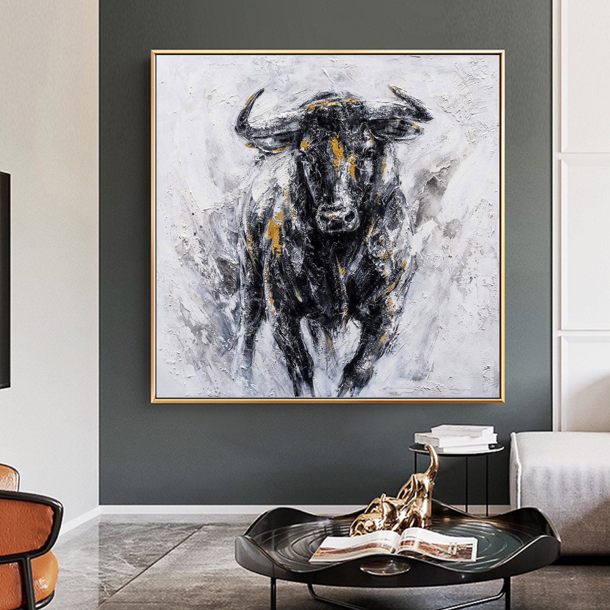Bull Abstract Painting Bull Painting Bull Wall Decor Highland Cow