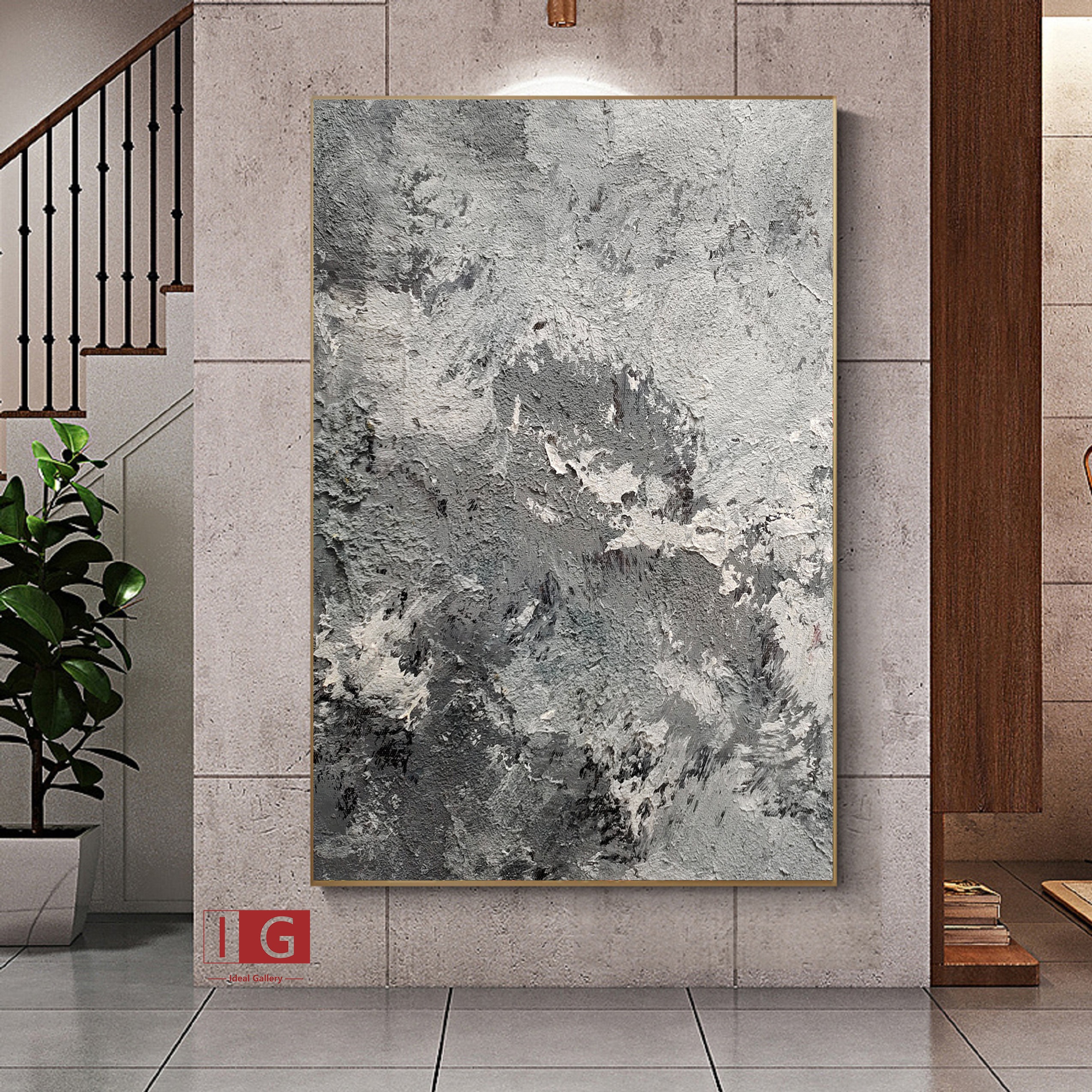 Gray Abstract Painting On Canvas Large grey Abstract Painting Etsy