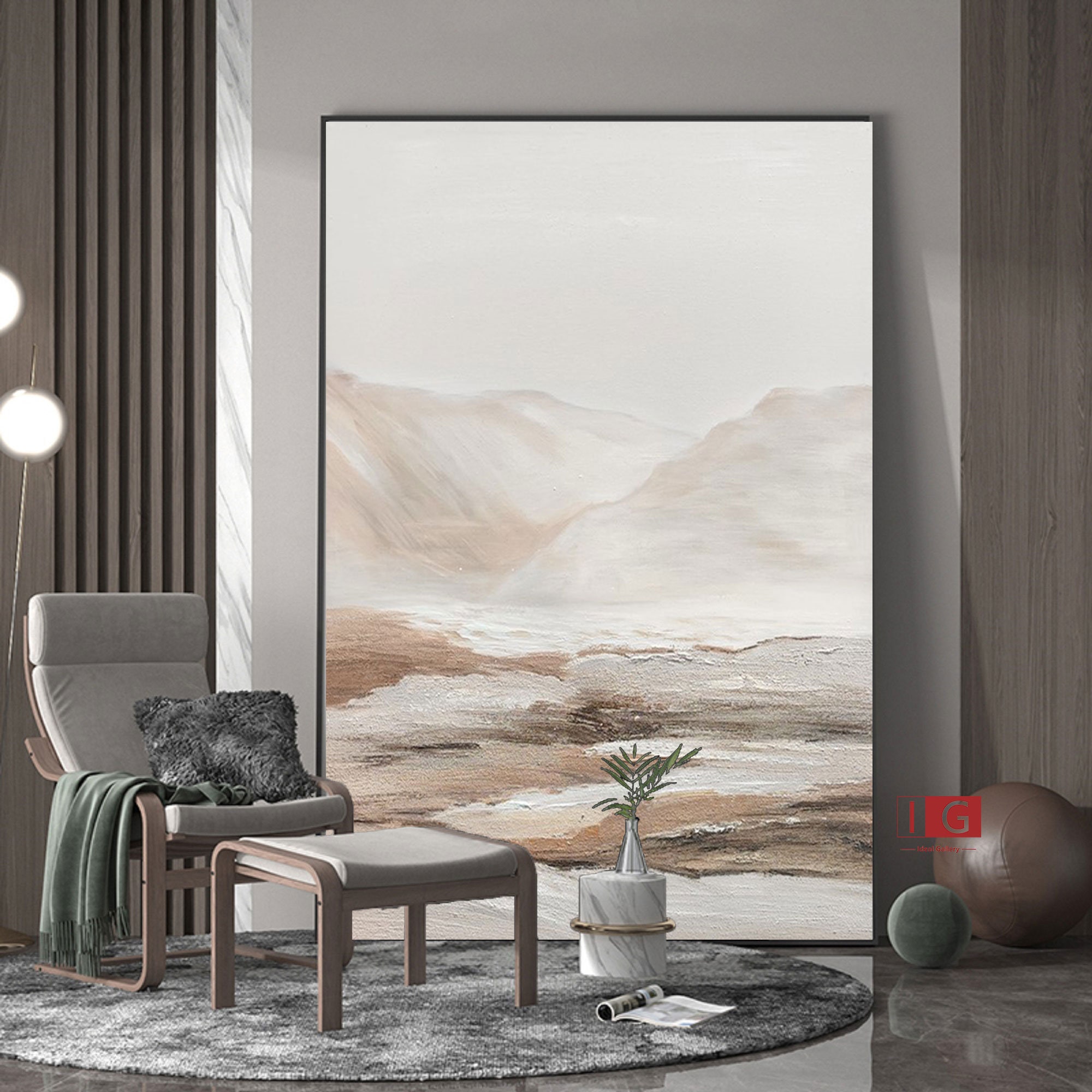 Beige Abstract art Beige and white wall Decor Beige canvas Etsy