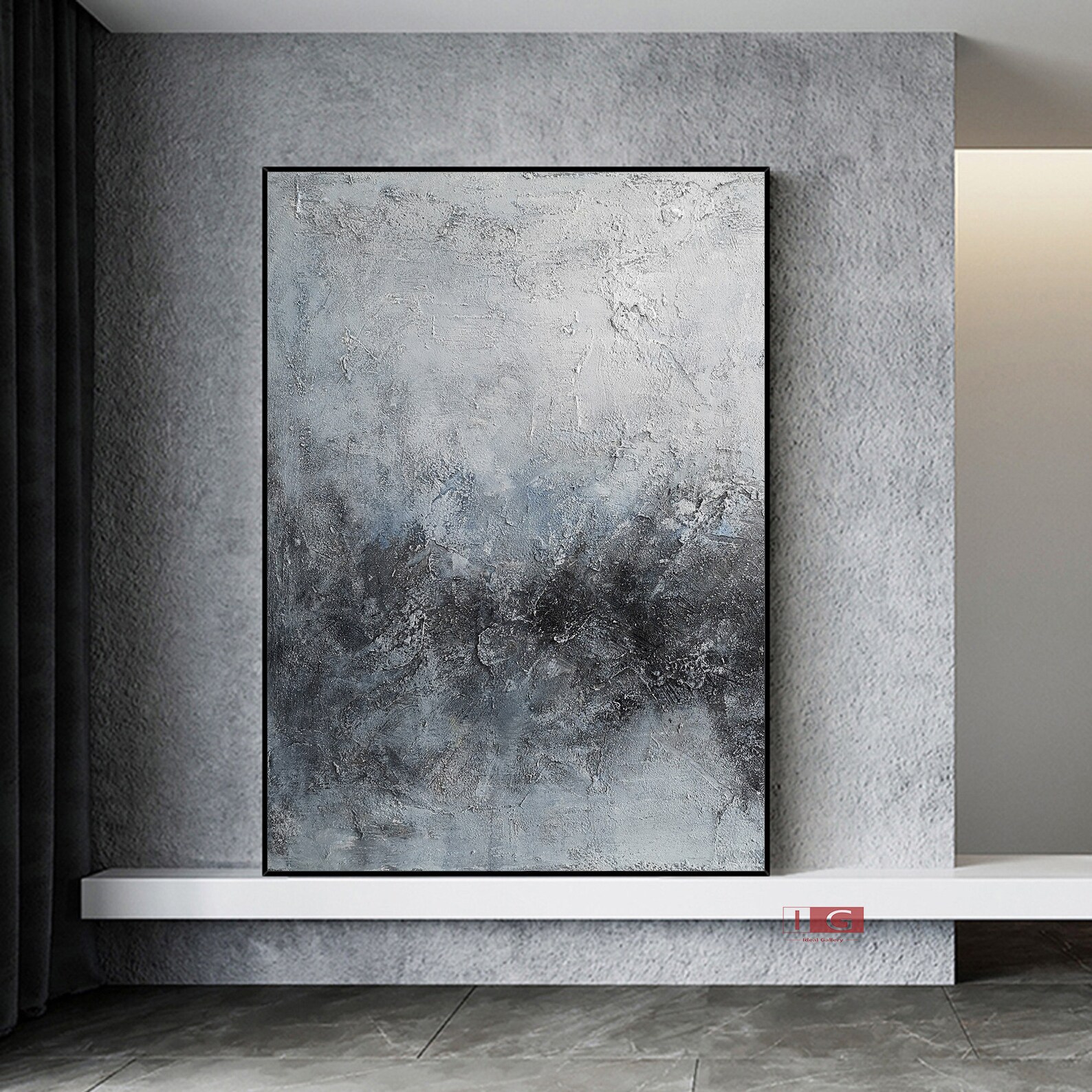 Blue Abstract Art Black and Grey Wall Art Blue Abstract Art - Etsy