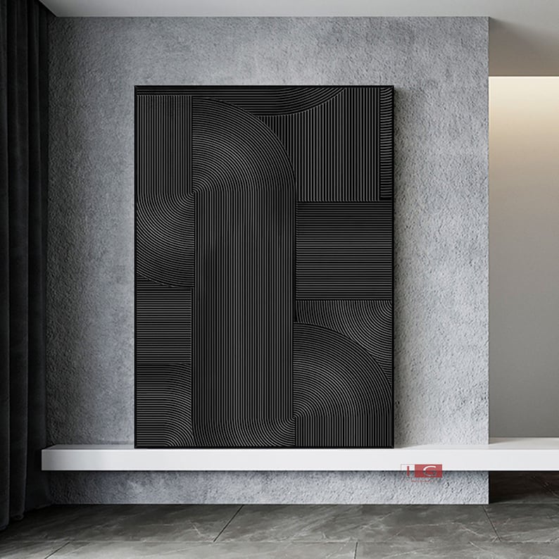 Black Wall Art Black Wall Decor Black Abstract Art Black 3D - Etsy