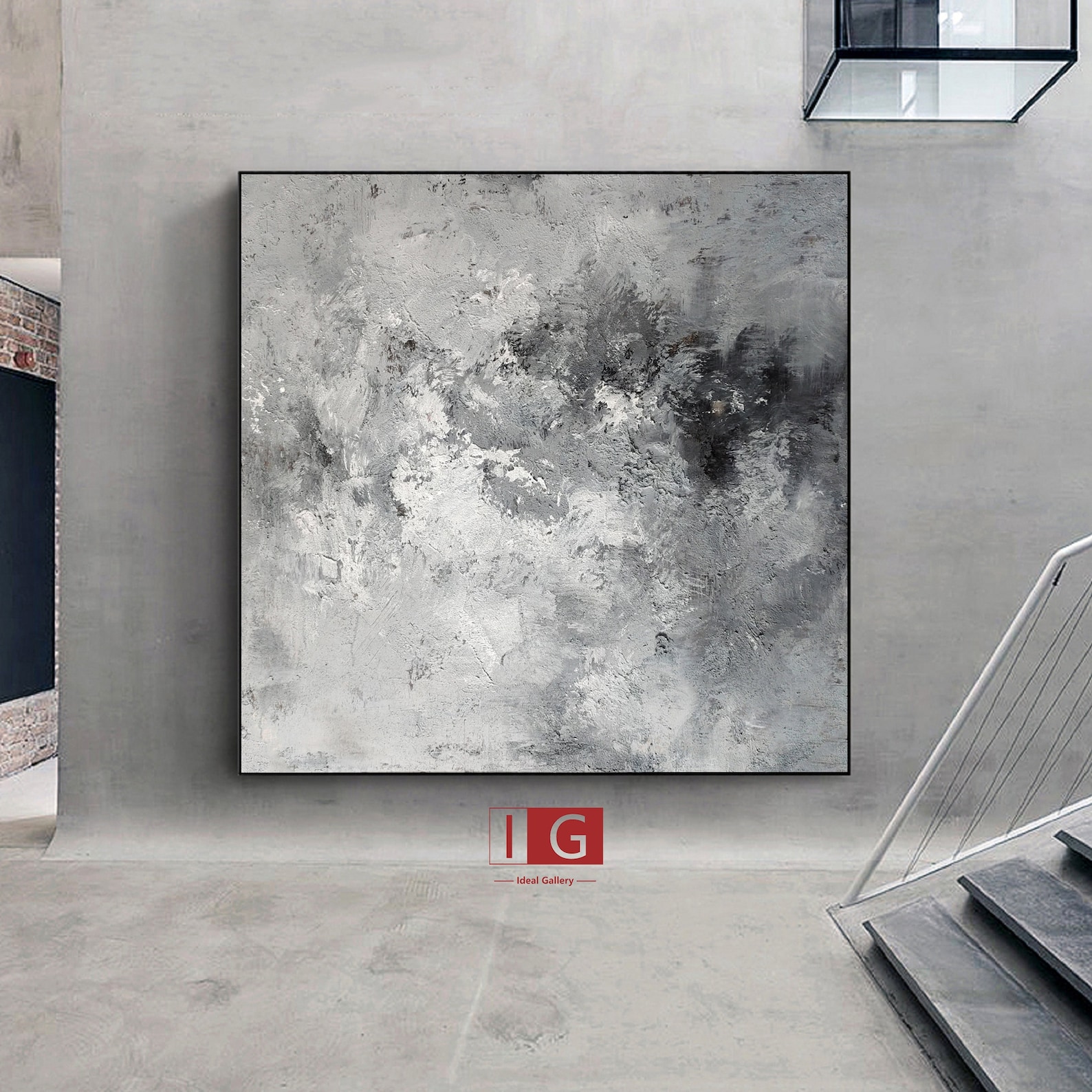 Large Grey Abstract Painting Gray Abstract Wall Art Gray Etsy