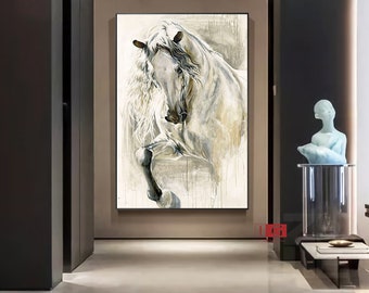 馬の抽象画、馬の油絵、馬の絵画、動物の絵画、馬の頭の絵画