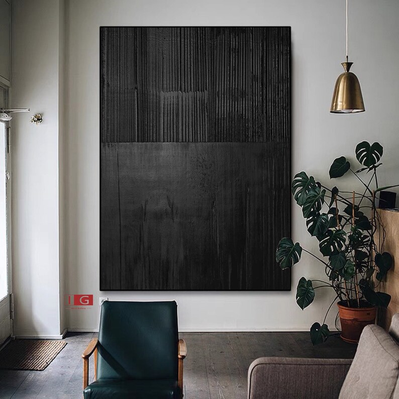 Black Textured Wall Art Black Wall Art Black Abstract Painting Etsy