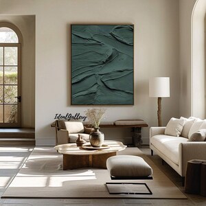 Wabi-Sabi Wall Art green wall art green painting green abstract art canvas minimalist Bohemian wall painting 3d texture square green art image 3