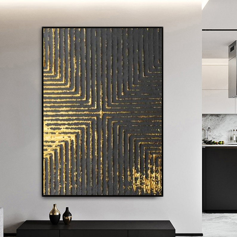 Black Abstract Painting Gold Abstract Painting Black and Gold Etsy