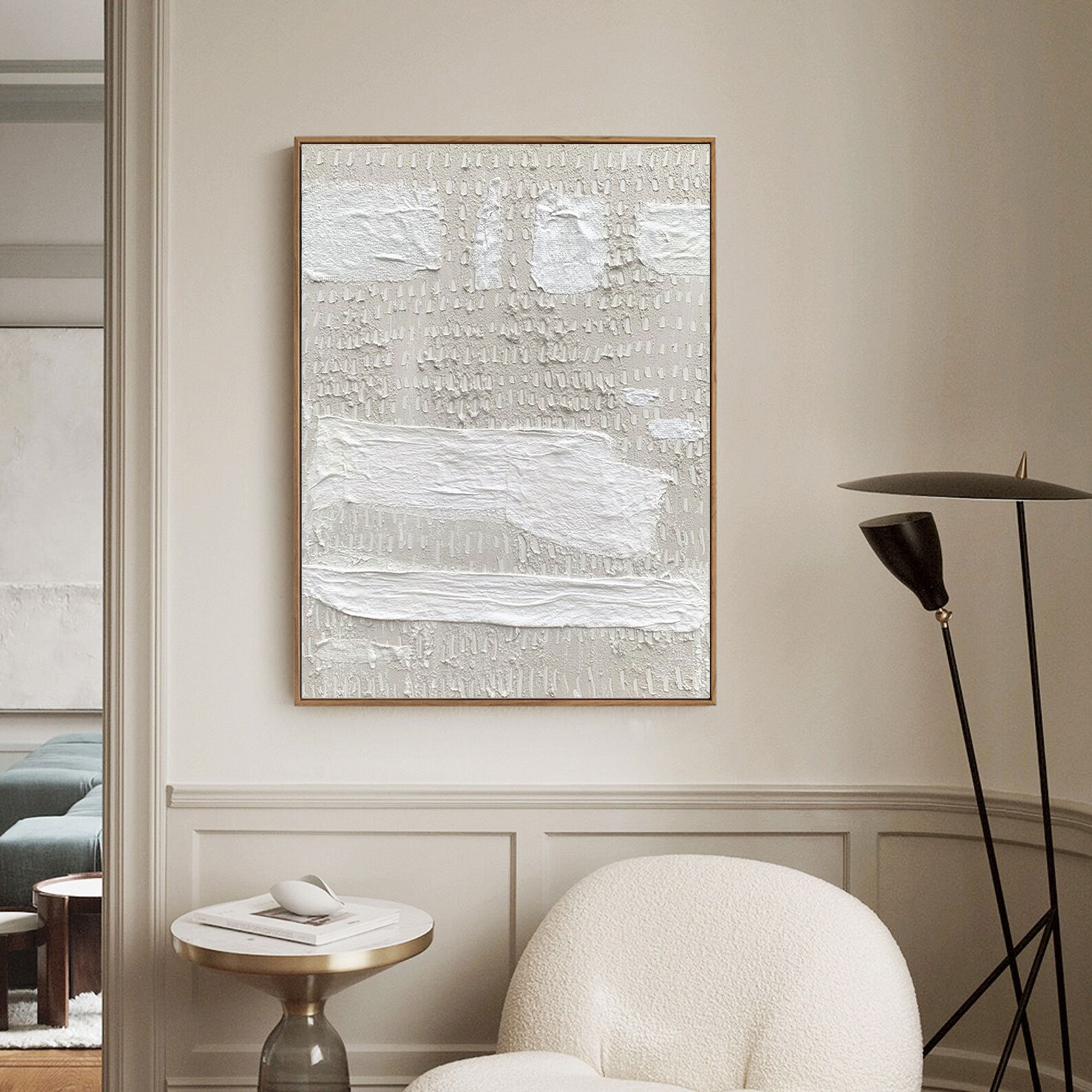 Beige Wall Art Beige and White Wall Decor Large White Abstract Etsy