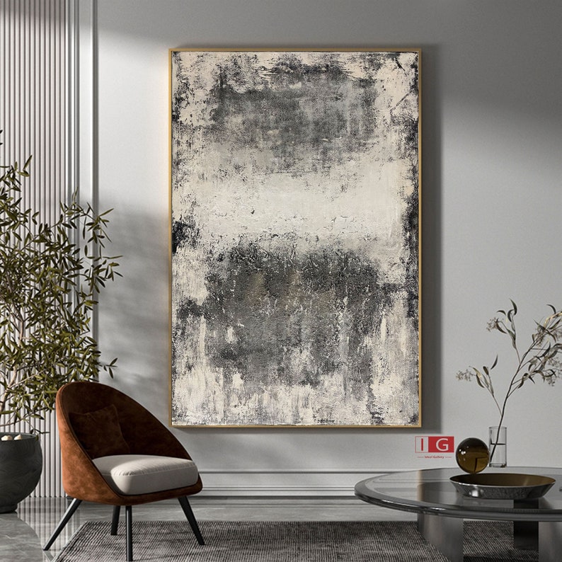 Black Abstract Painting Black and Grey Abstract Wall Art Black Etsy