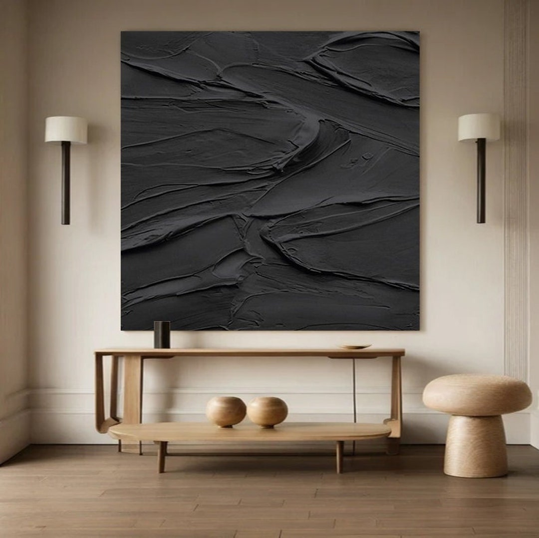 Black Wall Painting Black Wall Decor Black Wall Art Black 3D Wall Art ...
