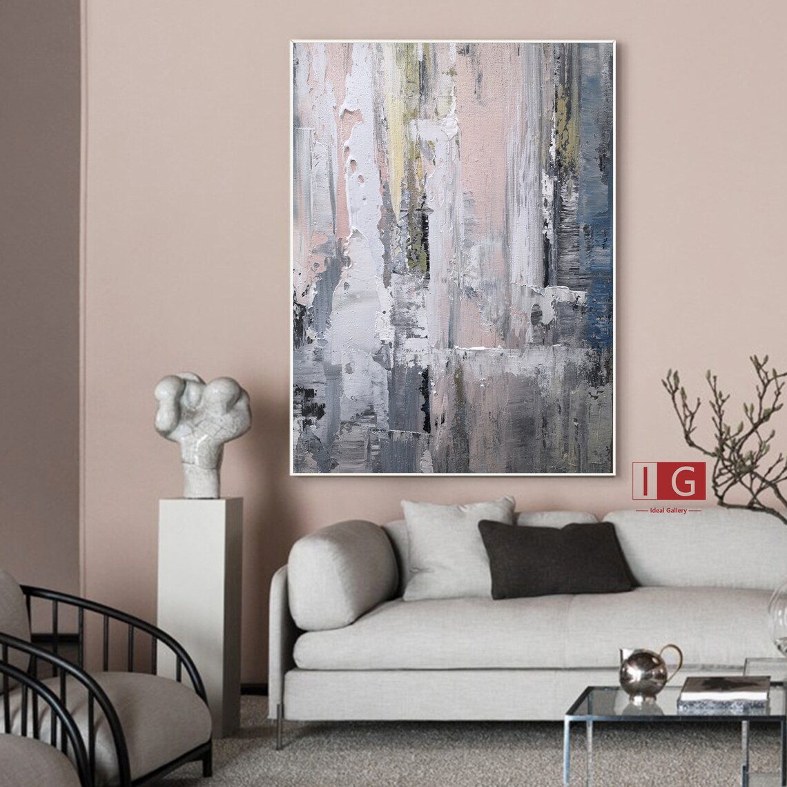 Pink Abstract art Pink Abstract Painting Pink Wall art Pink Etsy