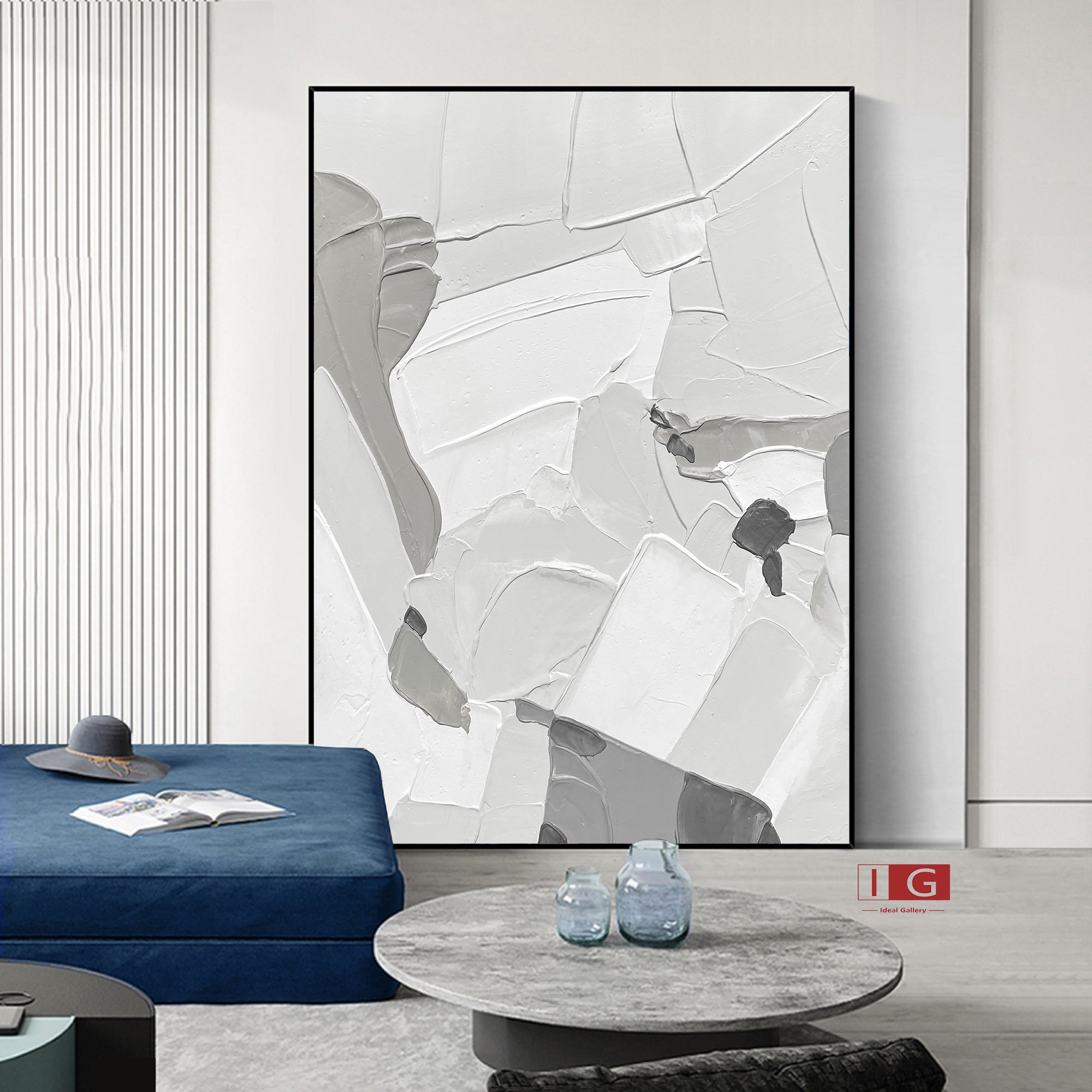 Grey wall art Grey and White Minimalist Painting Grey Textured Etsy