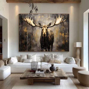 deer Abstract Painting Elk Painting Animal Painting Golden Deer Painting High-horned deer Painting Large deer Oil Painting deer Wall Art