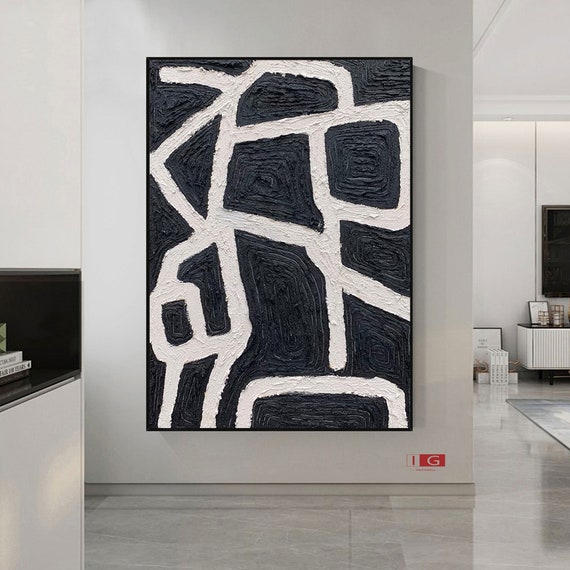 Black and White Abstract Art Black and White Textured Wall Art Etsy