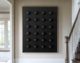 Gran pintura abstracta negra Arte de pared con textura negra Arte de pared de yeso negro Arte de pared Wabi-Sabi negro Arte de pared negro Arte de yeso negro