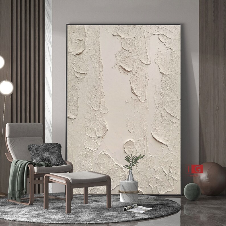 Beige Painting Beige Textured Wall Art Beige Abstract Art Etsy
