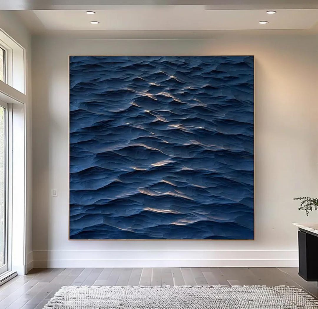 Blue Ocean Waves 3D Wood Carving: Textured Wall Art Sculpture - Etsy