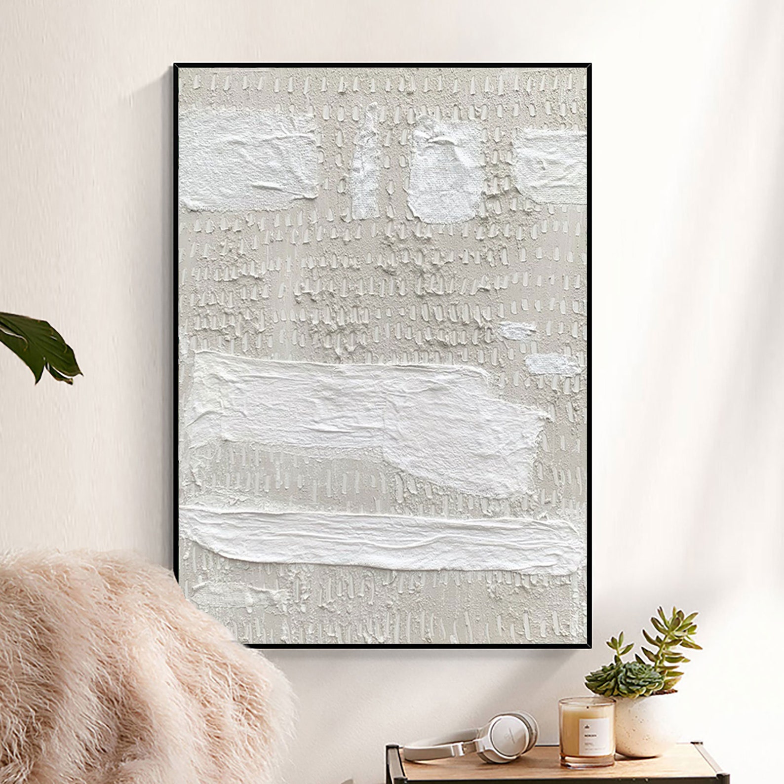 Beige Wall Art Beige and White Wall Decor Large White Abstract Etsy