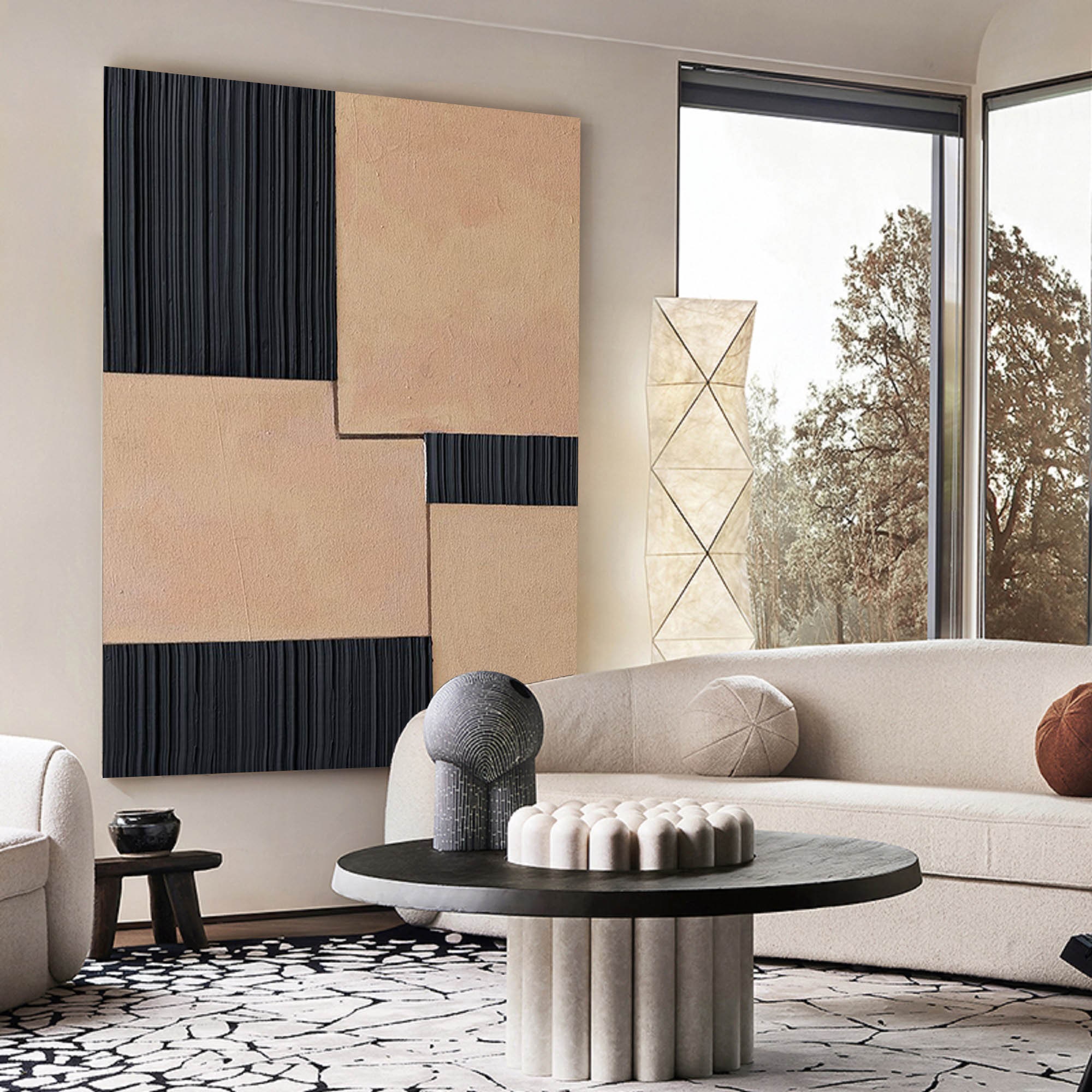 Original Beige and Black Wall Art Black and Beige Abstract Art - Etsy