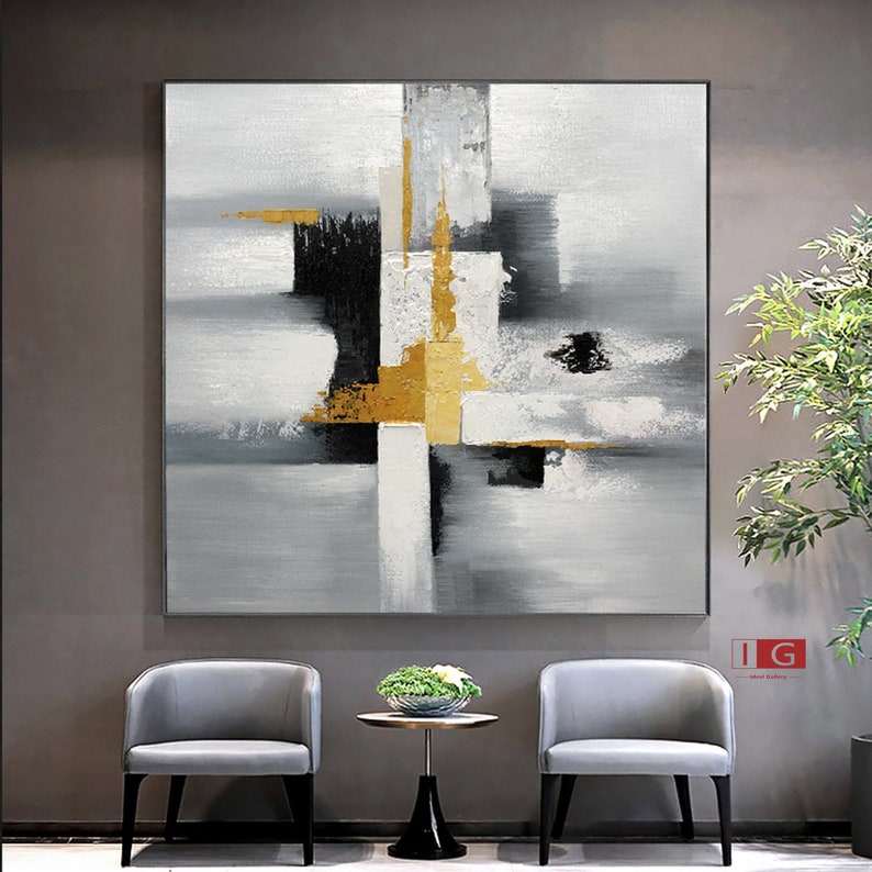 Black White and Gold Wall Art Black and White Minimalist Art Etsy