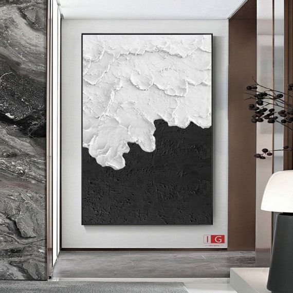 Black and white Abstract art Black and white Painting Black textured