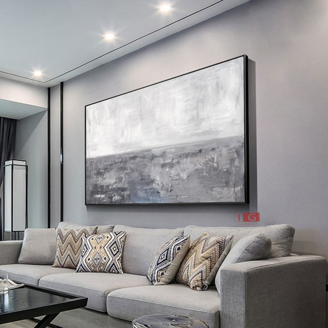 Grey wall paintings grey wall art grey wall decor black and Etsy