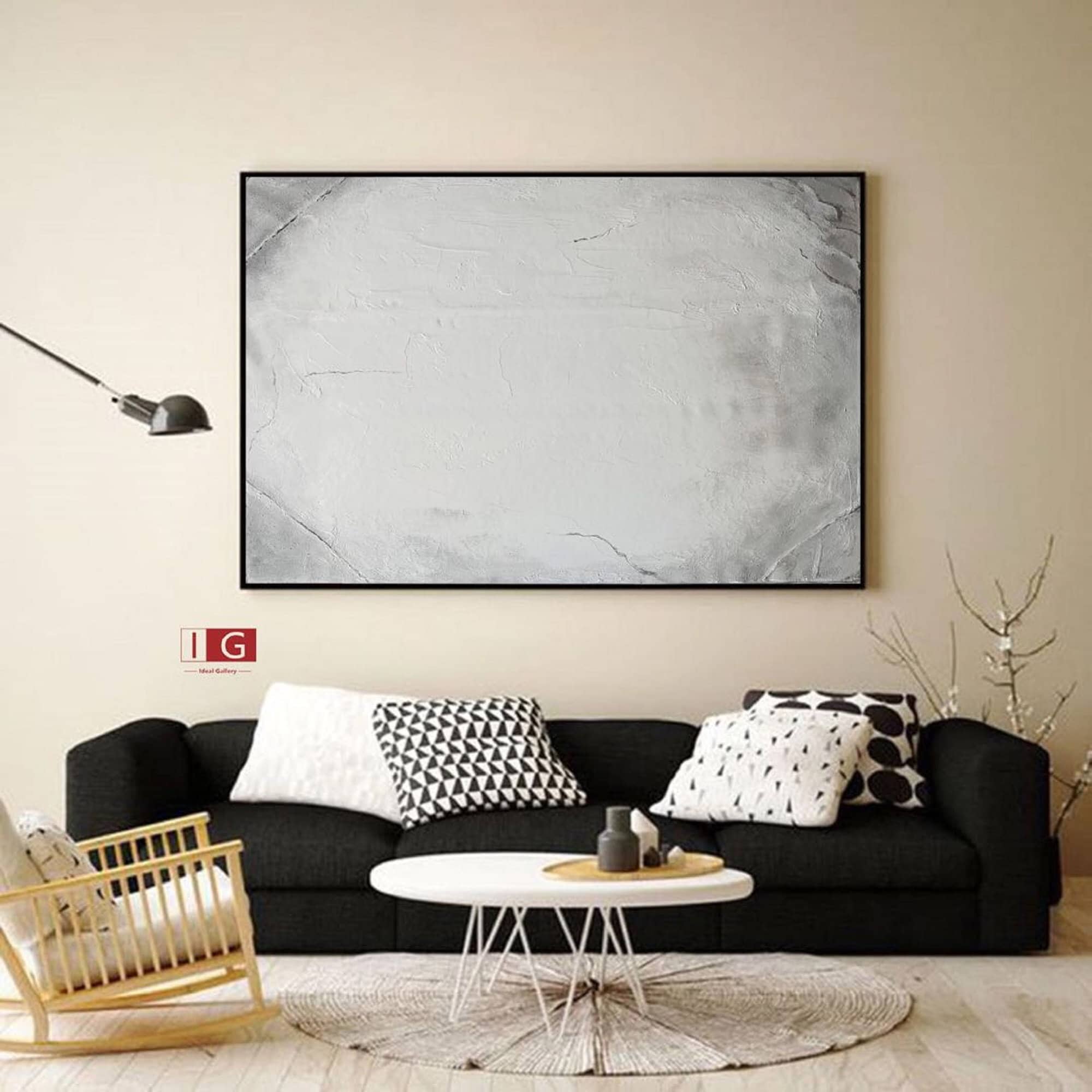 Grey wall art grey abstract art white and grey canvas art grey Etsy