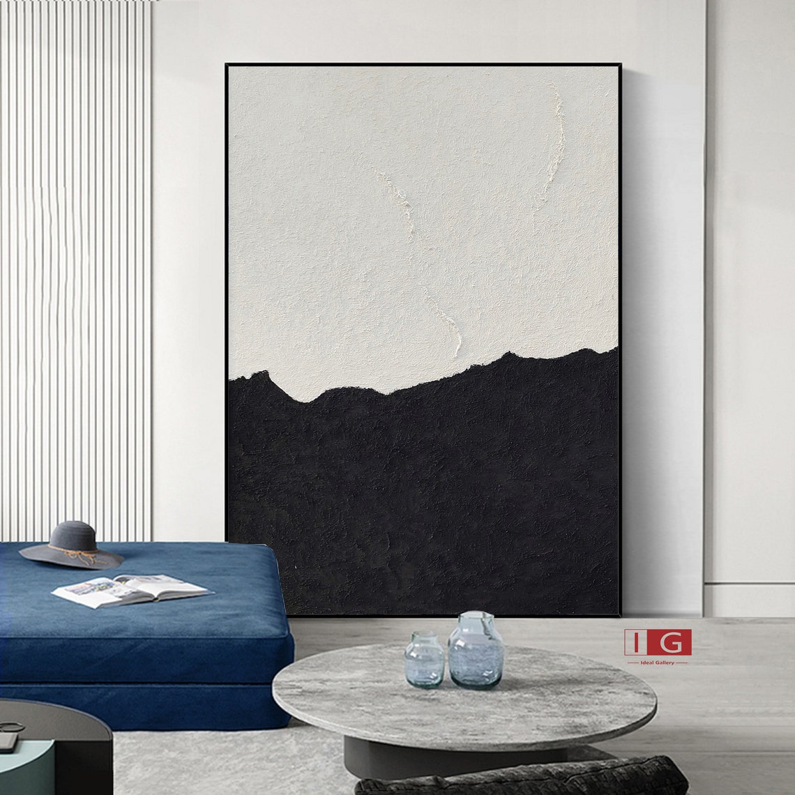 Black and white wall art Large Abstract Painting Black and Etsy