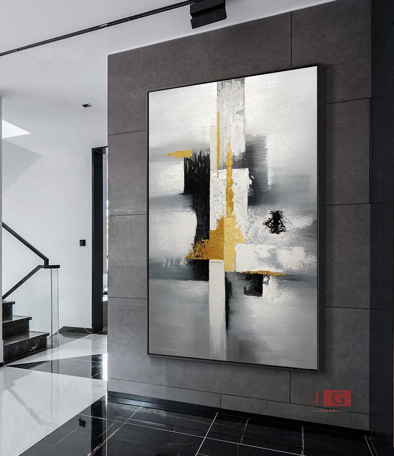 Black White and Gold Wall Art Black and White Minimalist Art Etsy