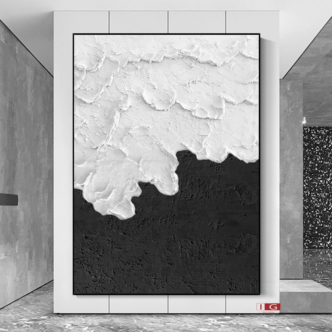 Black Textured Wall Art Black and White Abstract Art Black and Etsy