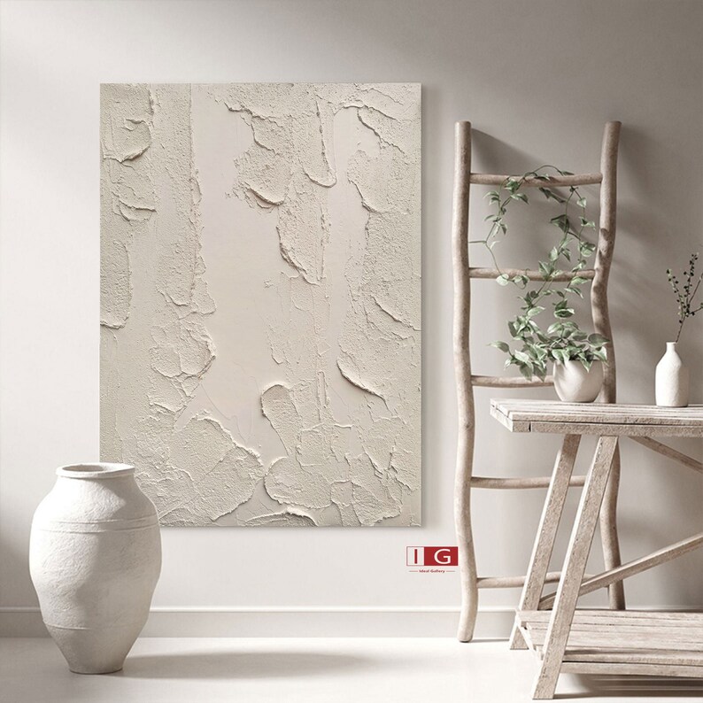 Beige Painting Beige Textured Wall Art Beige Abstract Art Etsy