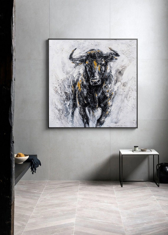 Bull Painting Bull Wall Decor Highland Cow Painting Bull Etsy