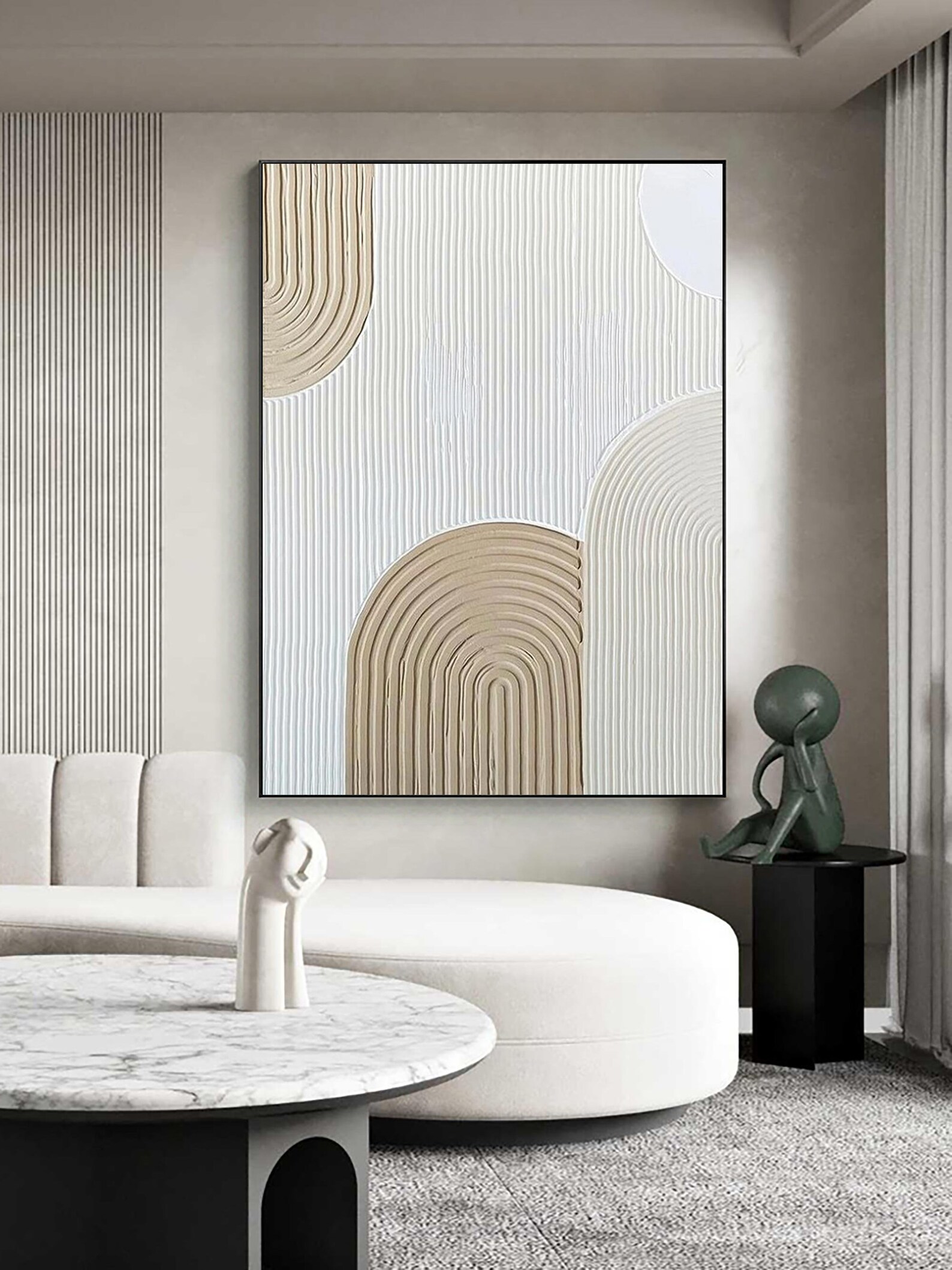 Beige Arch Wall Art Beige Painting Beige Textured Wall Art Etsy