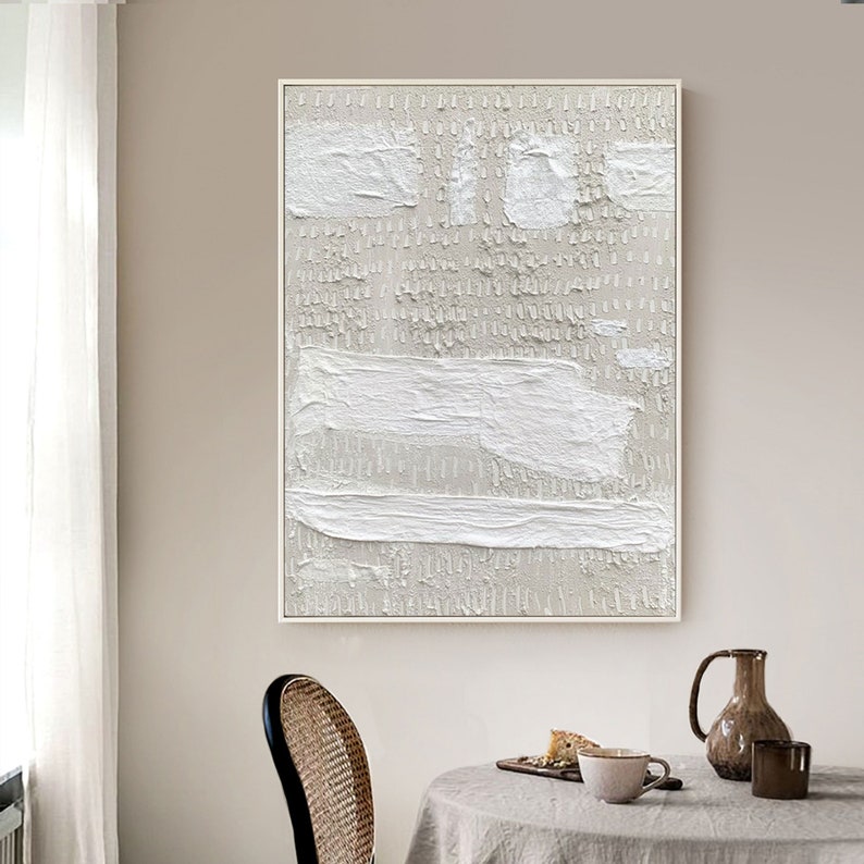 Beige Wall Art Beige and White Wall Decor Large White Abstract Etsy