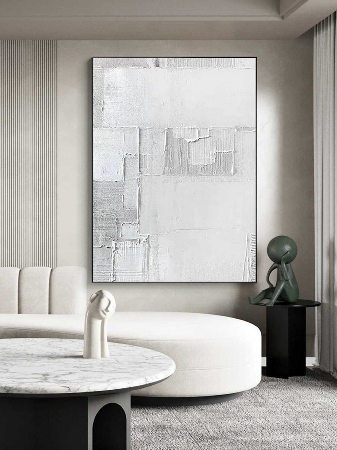 Grey and White Minimalist Painting Grey Wall Art Grey Textured Wall Art Grey Abstract Art Grey