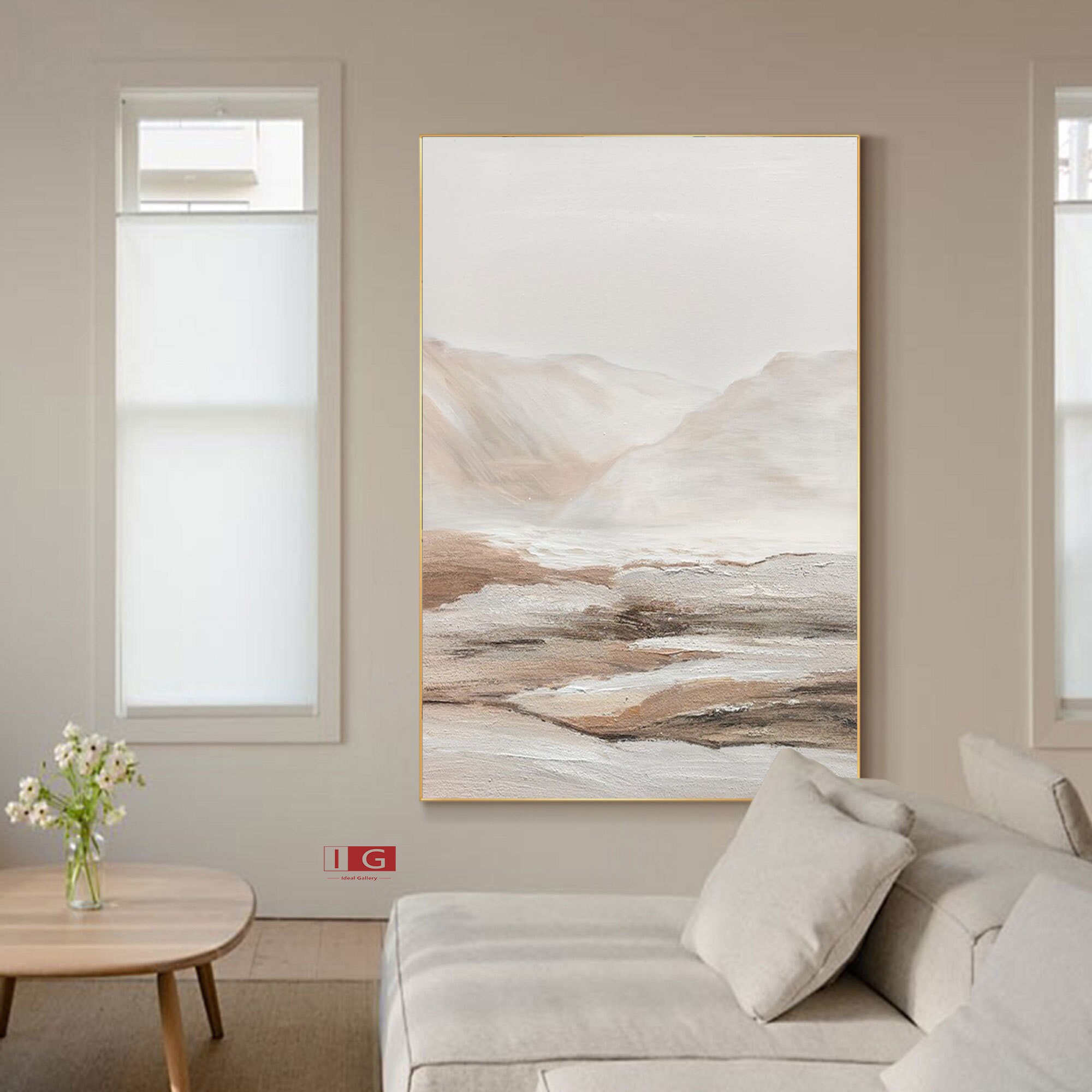 Beige Abstract art Beige and white wall Decor Beige canvas Etsy