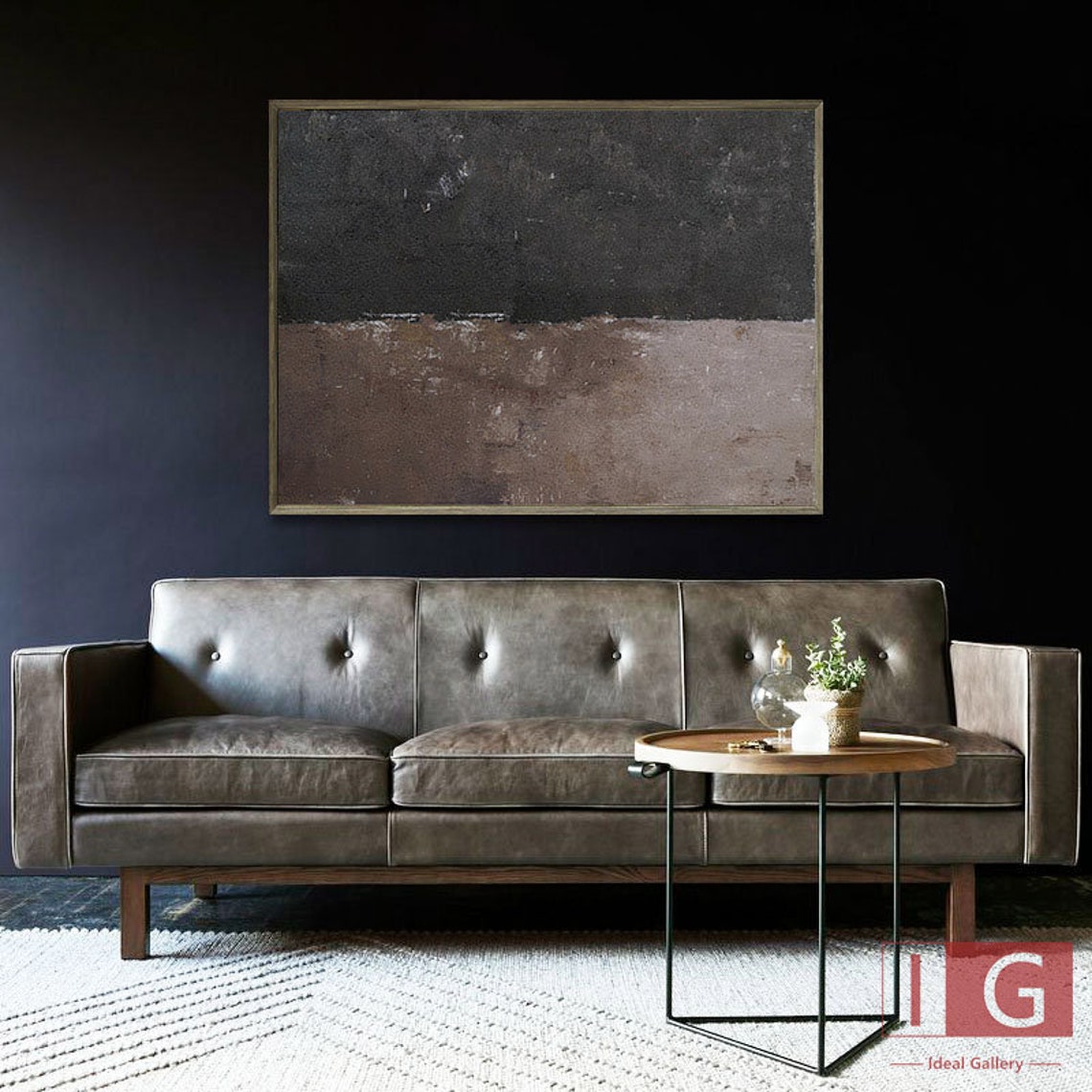 Large Canvas Art Original Abstract Wall Art Black Brown Etsy