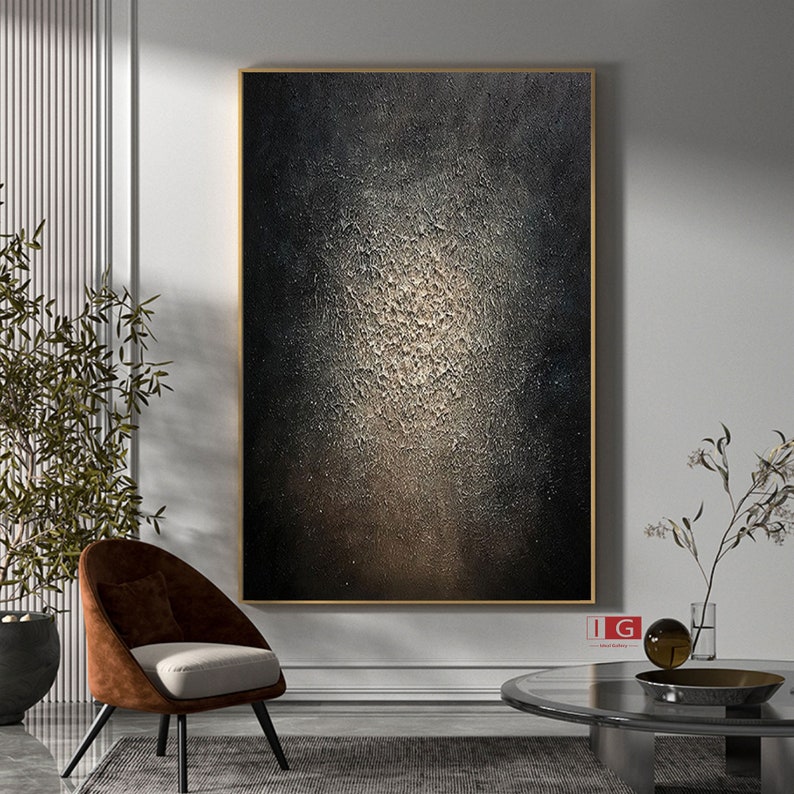 Black and Gold Abstract Art Large Black Abstract Painting Etsy